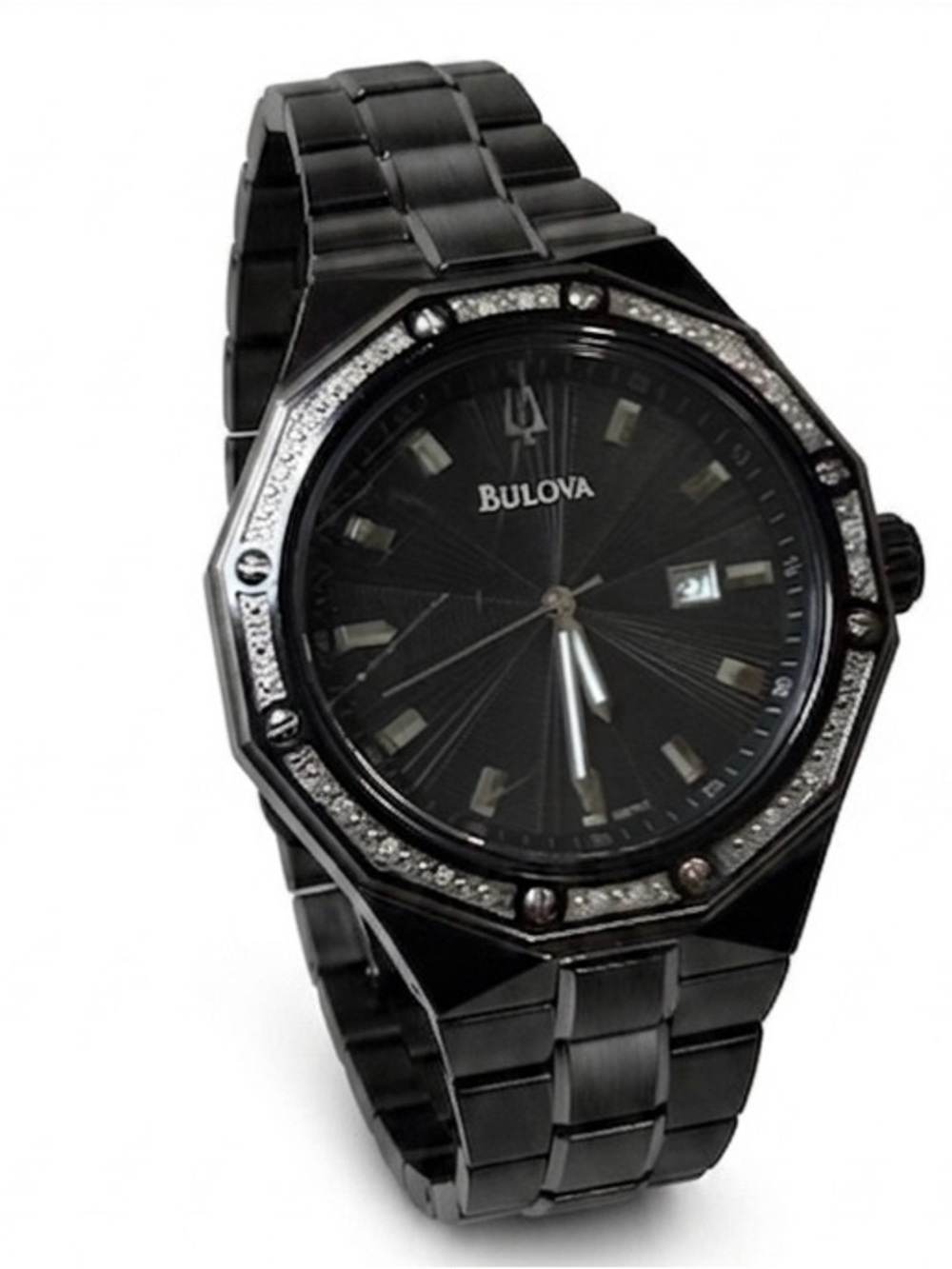 Bulova Men's Black Ion Diamond Watch, model 98E110